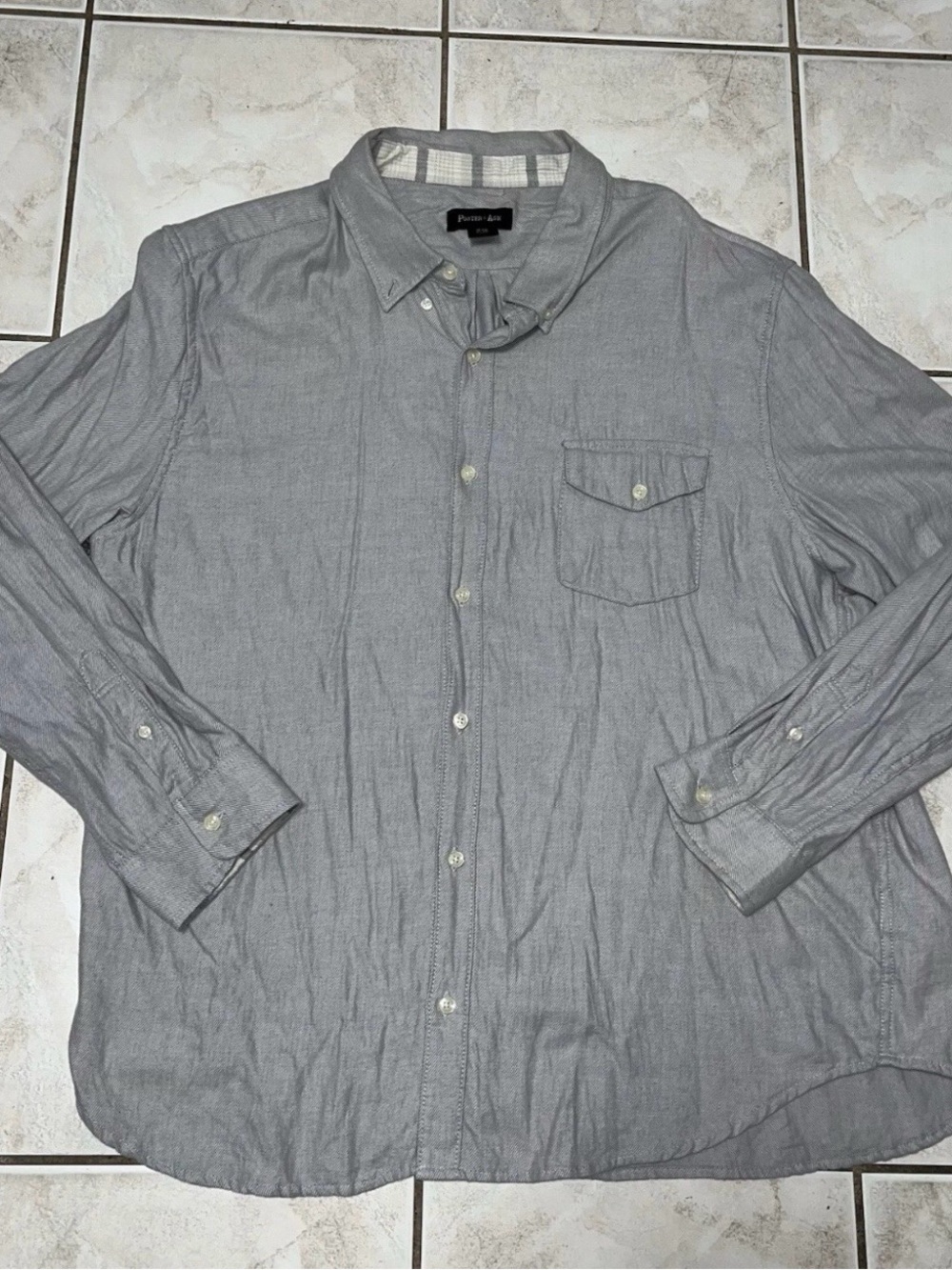Porter + Ash Mens Button Down Long Sleeve Shirt XXL 95% Cotton 5% Cashmere